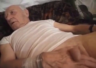 Grandad jerks off watching his son fuck his daughter