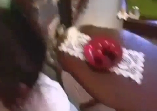 White blouse MILF stroking son's big cock